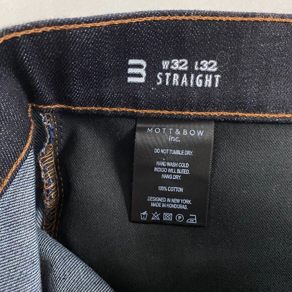NWOT Mott & Bow Jeans Straight Mens 32x32 Fit 33x30 Rivington Raw Dark Wash Blue - Picture 8 of 14